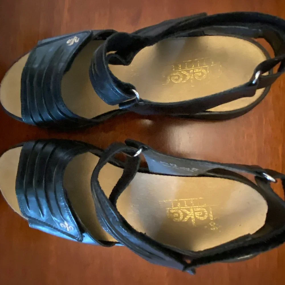 Rieker Women's Black Leather Adjustable Strap Sandals - Picture 10 of 16